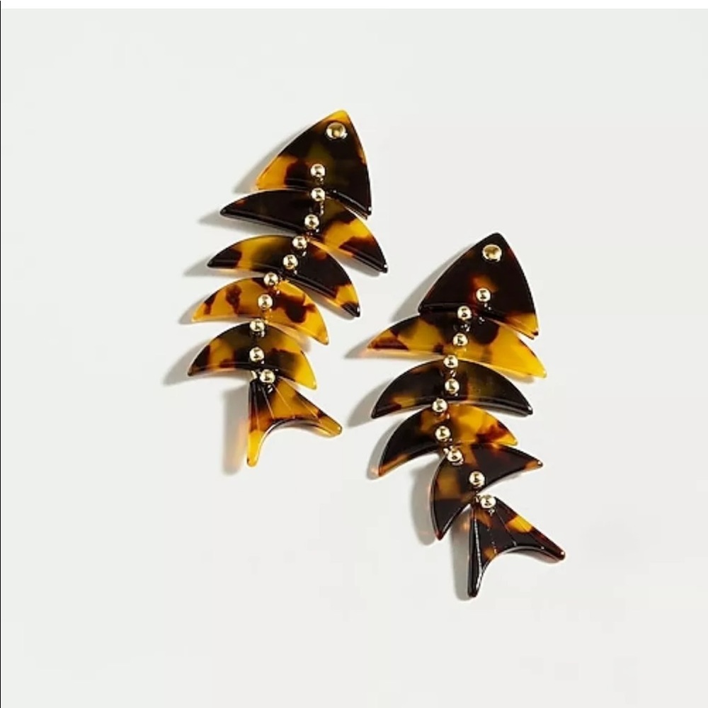 J.Crew Acetate Fish Bone Earring Tortoise